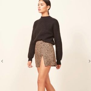 Reformation Cheetah Print Mini Skirt with Slit, Sz 4